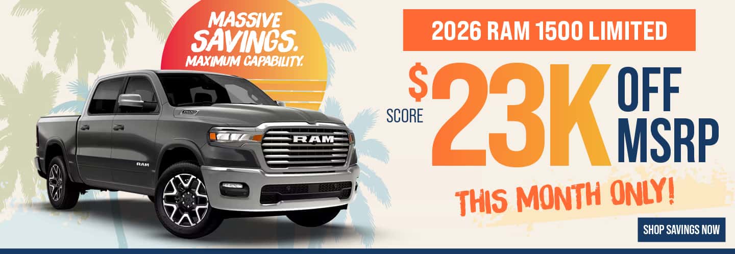 2026 RAM 1500 Limited - August Savings Offer Desktop Slide