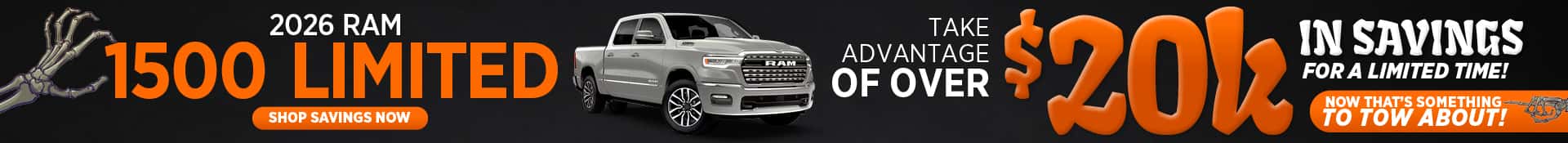 2026 Ram 1500 Limited - October Savings SRP Desktop Banner