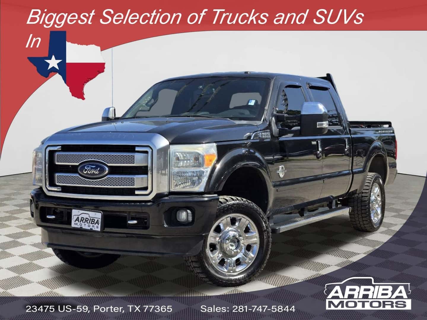 Used 2014 Ford Super Duty F-350 Platinum Diesel for sale near Kingwood and Conroe at Arriba Motors in Porter TX