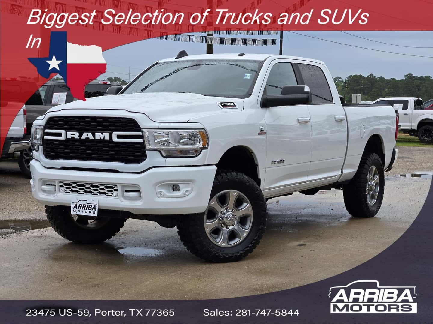 Pre-Owned 2022 Ram 2500 Big Horn heavy-duty truck for sale at Arriba Motors in Porter TX with financing, near Kingwood, Conroe, and Humble
