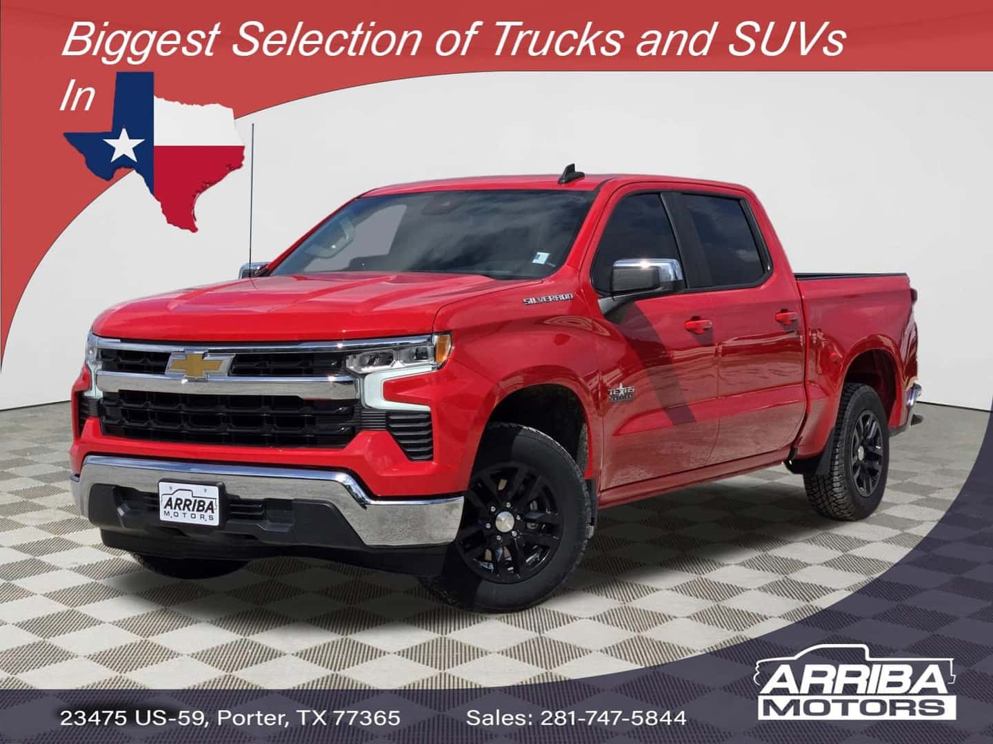 Pre-Owned 2023 Chevrolet Silverado 1500 LT pickup truck available with financing at Arriba Motors in Porter TX, near Humble, Kingwood, and Conroe