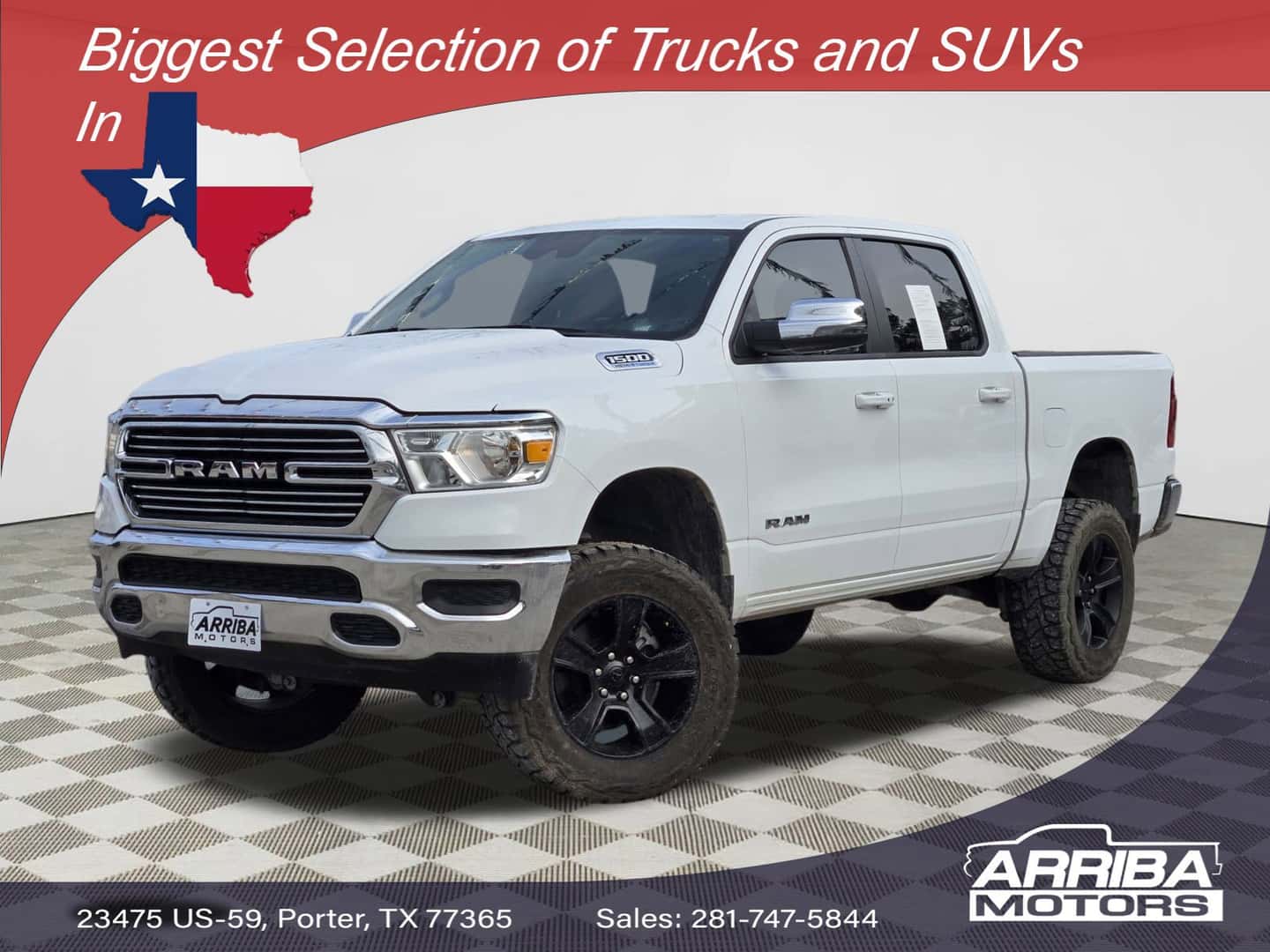 Pre-Owned 2024 Ram 1500 Laramie luxury pickup truck for sale with financing at Arriba Motors in Porter TX, near Kingwood, Conroe, and Humble