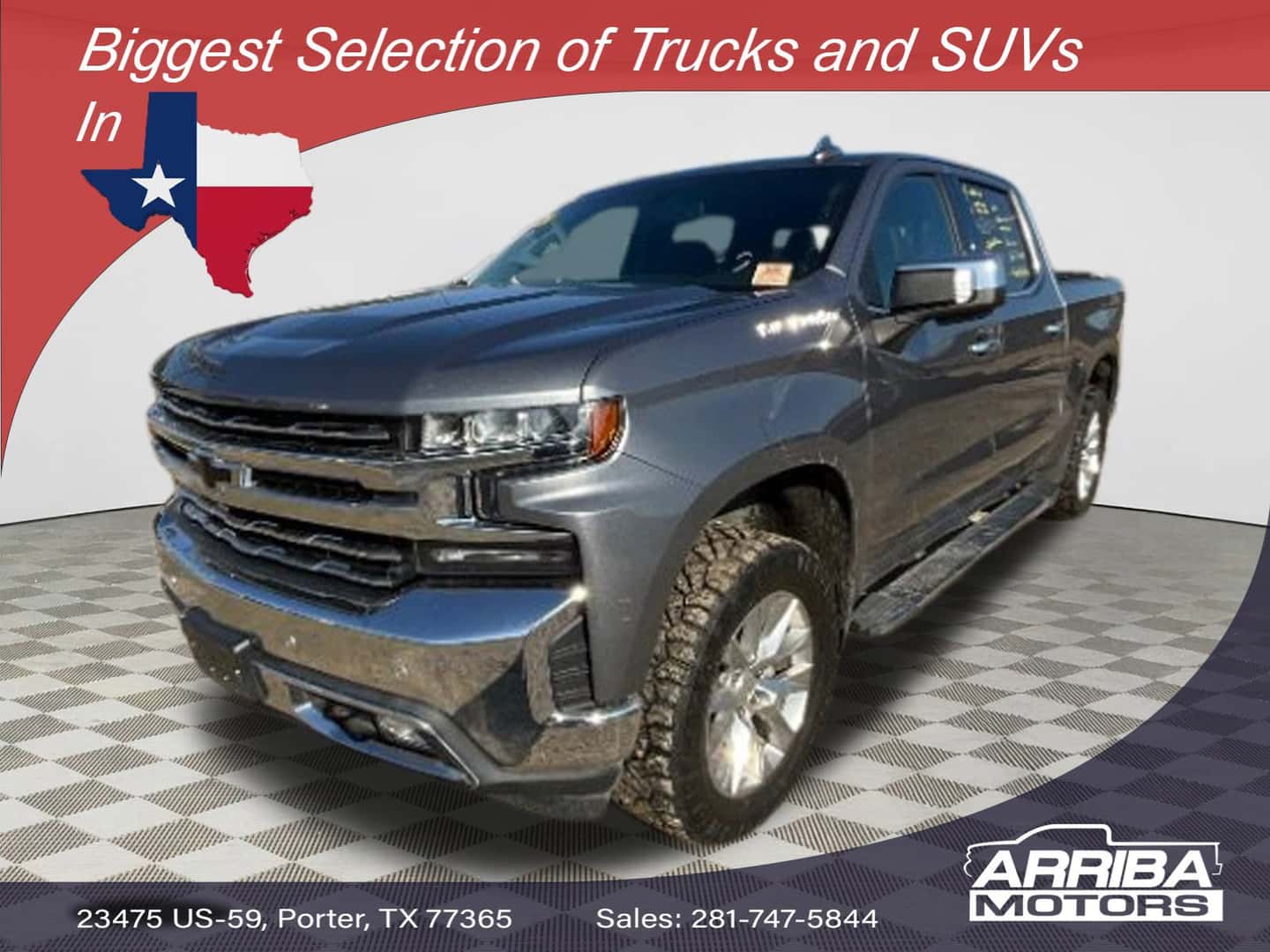 Front view of 2020 Silverado 1500 LTZ in Porter TX available at Arriba Motors