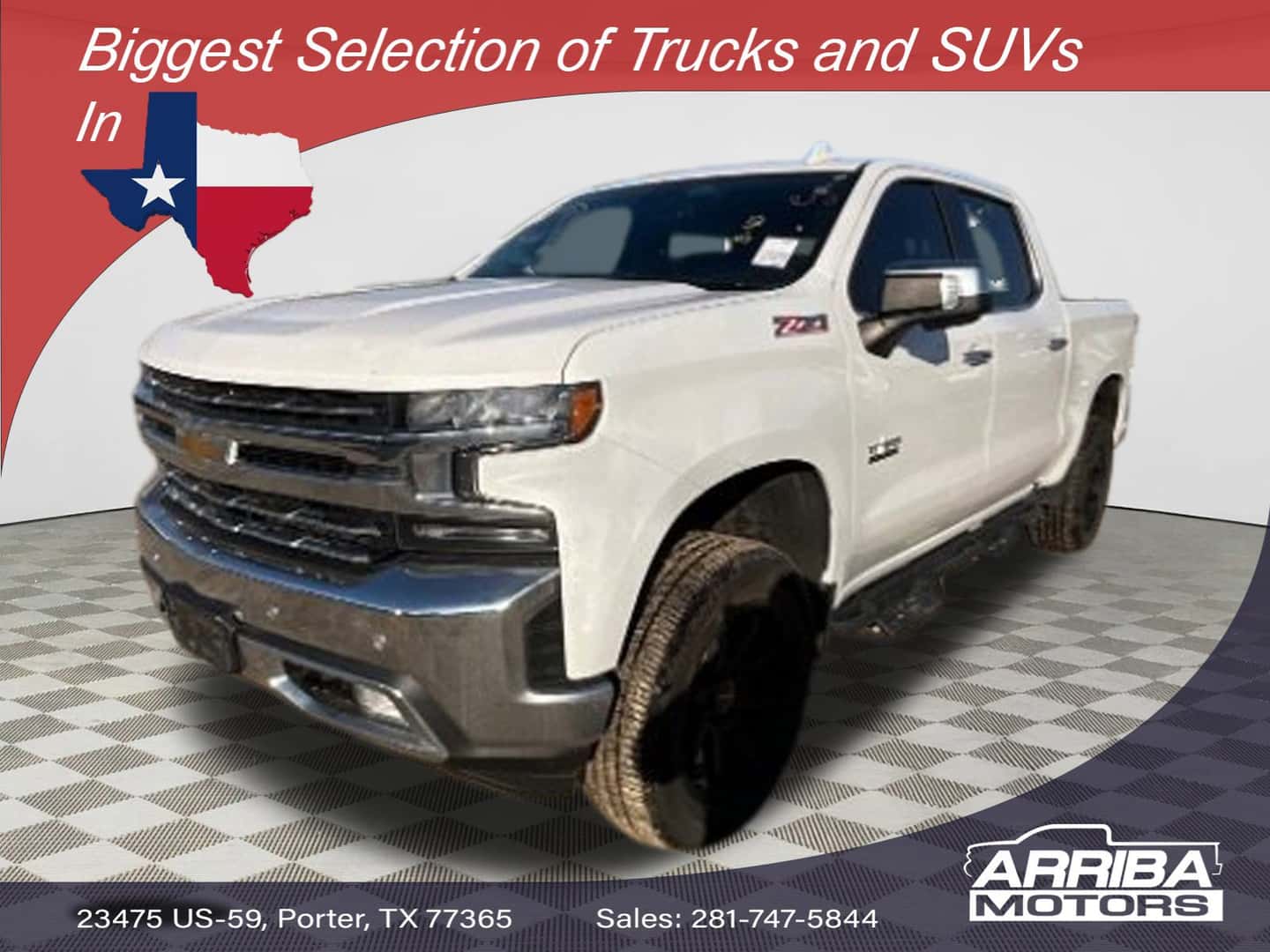 Chevrolet Silverado 1500 LTZ Stock 302250 parked at Arriba Motors in Porter TX