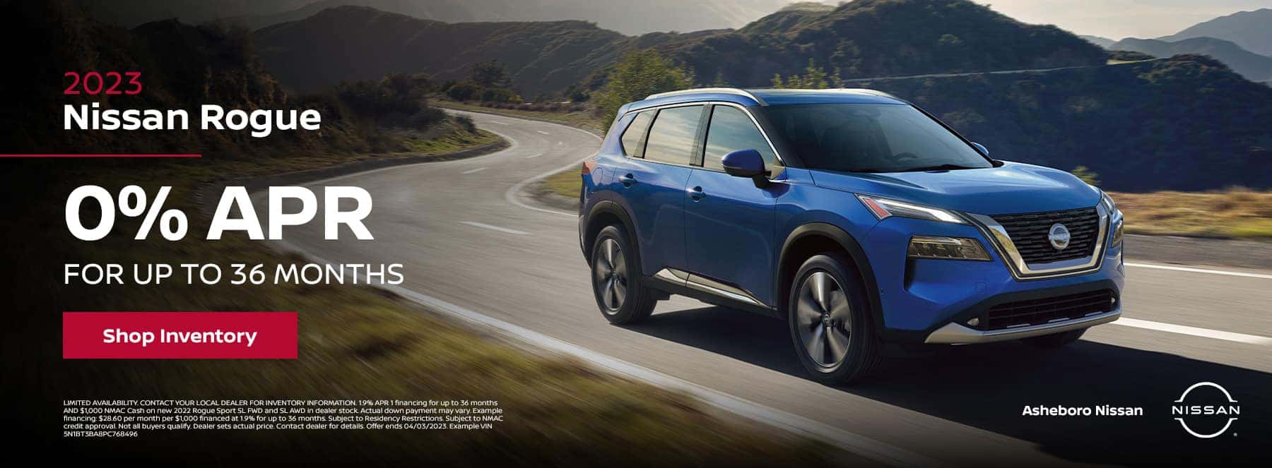 2023 Nissan Rogue 0% APR for 36 months