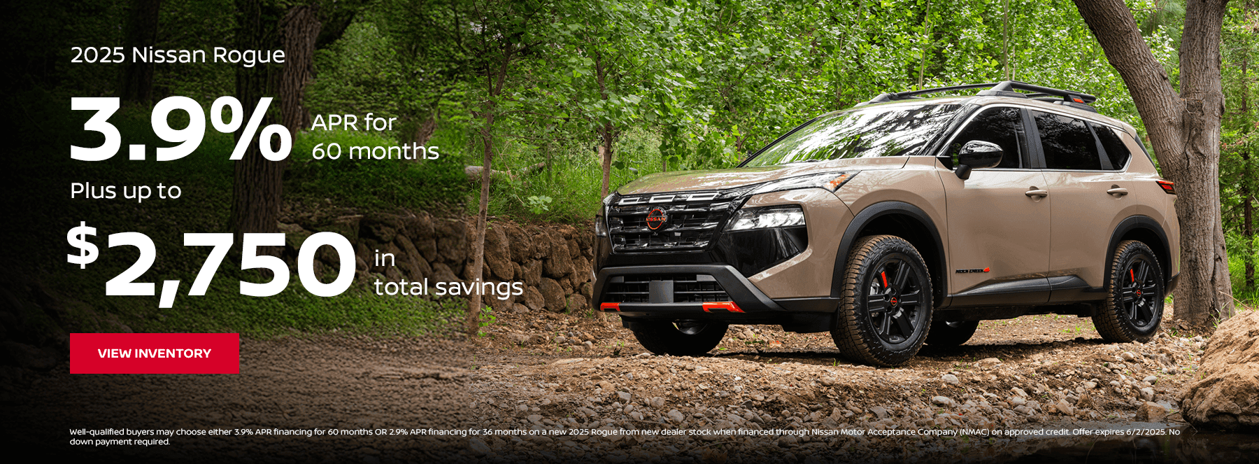 2025 Nissan Rogue 3.9% for 60 months Plus up to $2750 in total savings