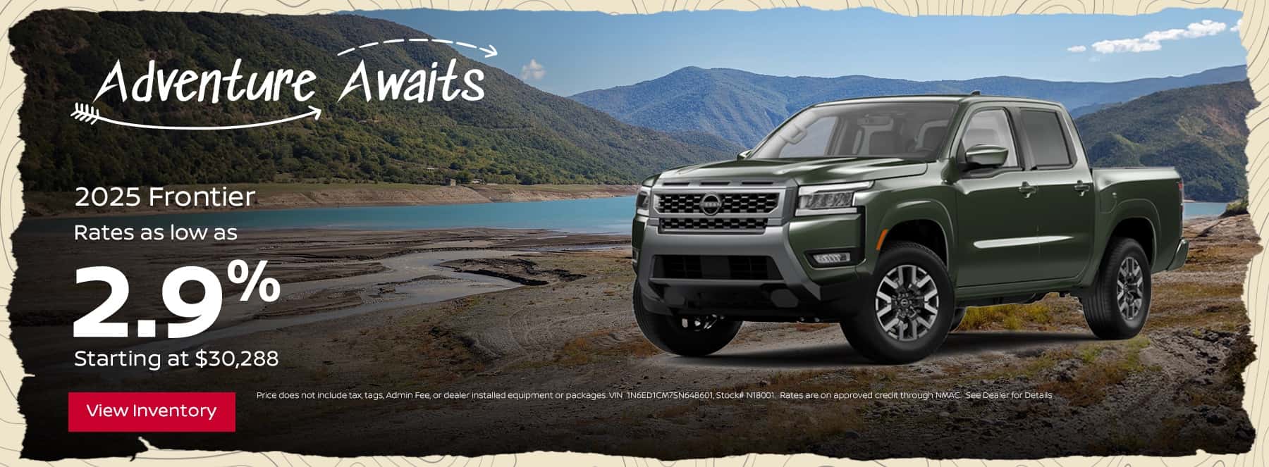 2025 Frontier Subtext Rates as low as 2.9%! Starting at $30,288