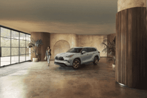 Toyota SUV parked inside a large empty room