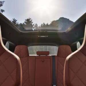 looking at the backseats and panoramic sunroof of a 2026 iX