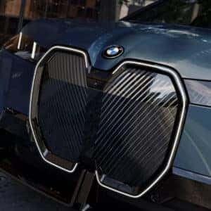 up close view of the signature kidney grille on a 2026 BMW iX
