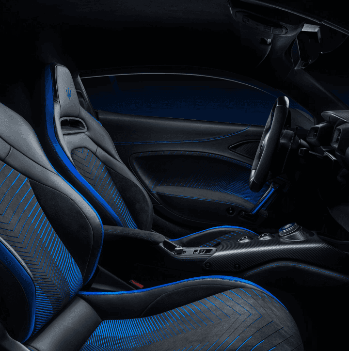 Blue and black Maserati interior