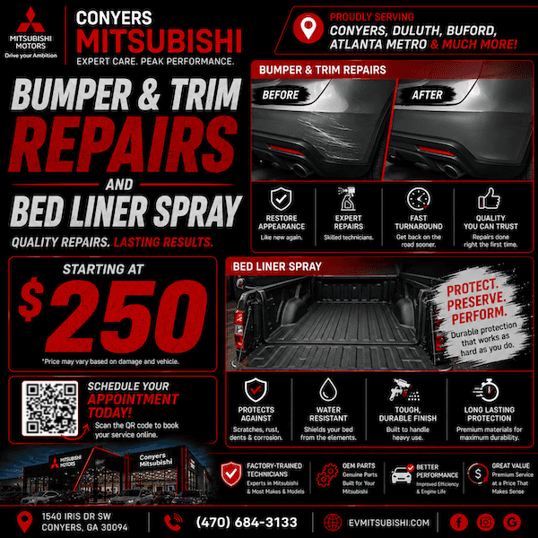 Conyers Mitsubishi Bumper, Trim and Bed Liner Special