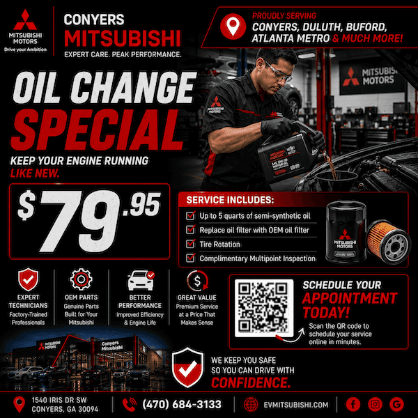 Conyers Mitsubishi Oil Change Special $79.95
