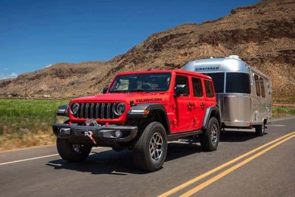 Jeep Wrangler towing outdoors