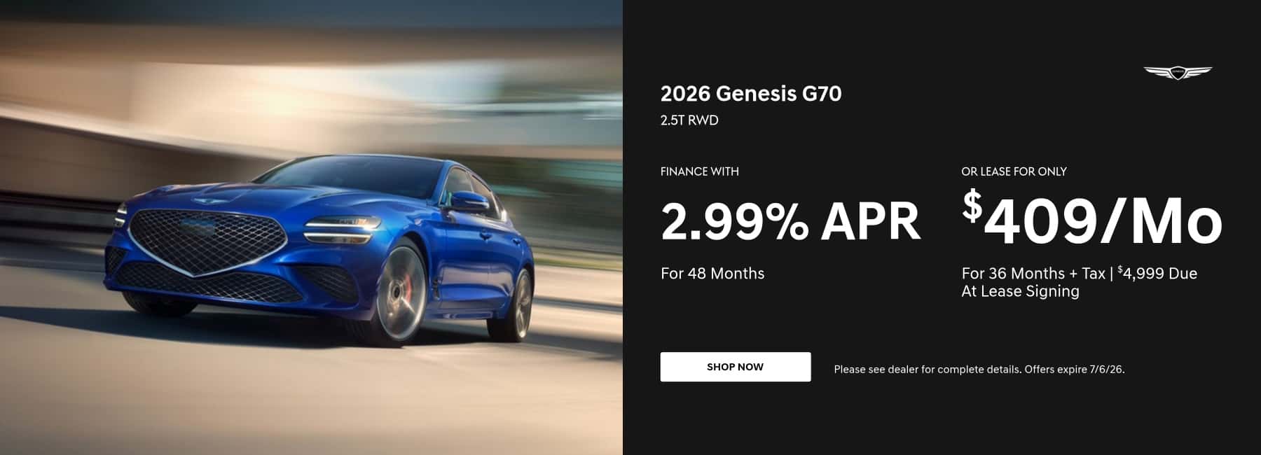 Genesis G70 Special Offers