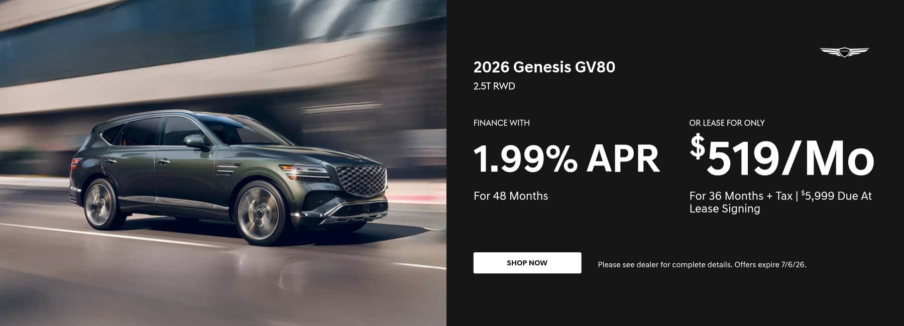 Genesis GV80 Special Offers