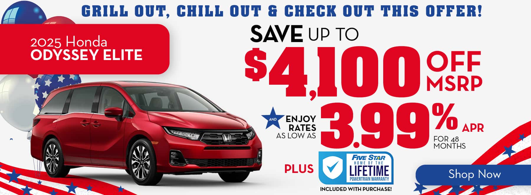 2025 Honda Odyssey Elite - May Savings & APR Rate Offer Desktop Slide