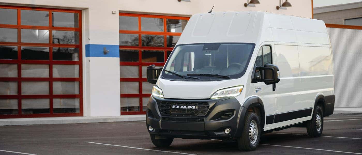 2026 Ram ProMaster parked outside a warehouse