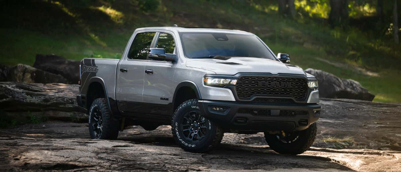 2026 Ram 1500 parked on a forest trail