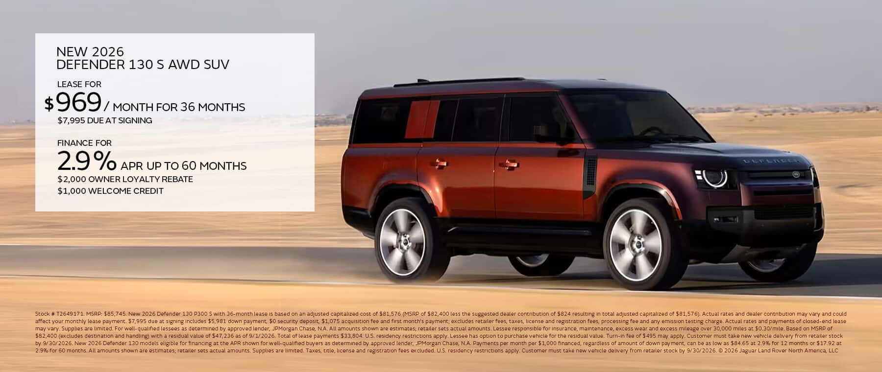 NEW 2026 DEFENDER 130 S AWD SUV