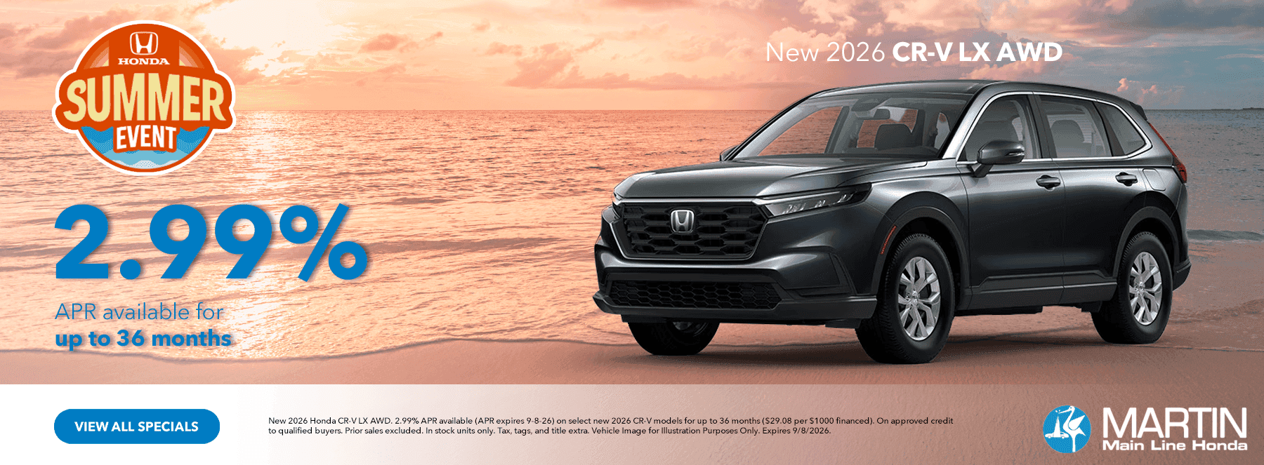 New 2026 CR-V LX AWD Subtext: 2.99% APR available for up to 36 months