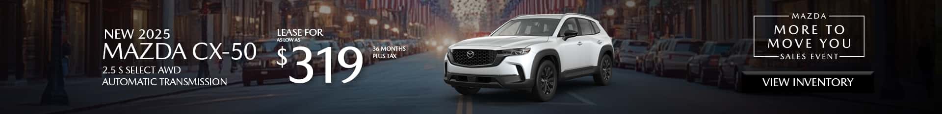 Special Lease Offer on 2025 Mazda CX-50 at Mazda of Claremont