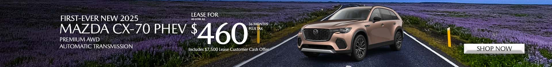 Special lease offer on CX-70 PHEV at Mazda of Claremont