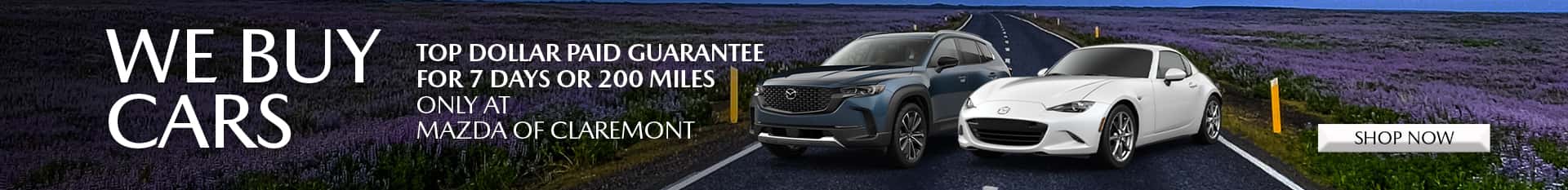 Mazda of Claremont offers a Top Dollar Paid Guarantee when you sell us your vehicle