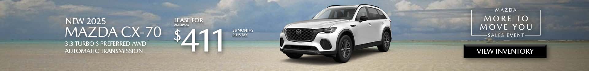 Special lease offer on CX-70 at Mazda of Claremont