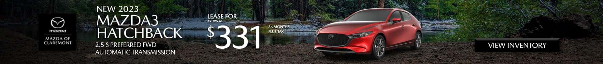 Special Lease Offer on 2023 Mazda3 Hatchback at Mazda of Claremont