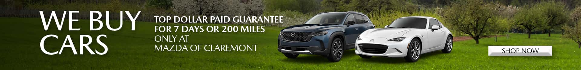 Mazda of Claremont offers a Top Dollar Paid Guarantee when you sell us your vehicl