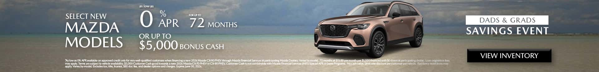 Image of Special APR and bonus cash at Mazda of Claremont