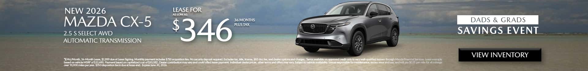Image of Special Lease Offer on 2025 Mazda CX-5 at Mazda of Claremont