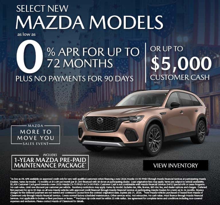 0% APR for up 72 Months PLUS No Payment for 90 Days or up to $5,000 Customer Cash  