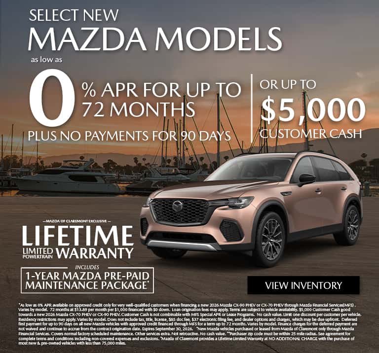 0% APR for up 72 Months PLUS No Payment for 90 Days or up to $5,000 Customer Cash  