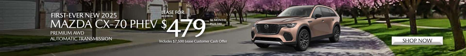Special lease offer on CX-70 PHEV at Mazda of Claremont