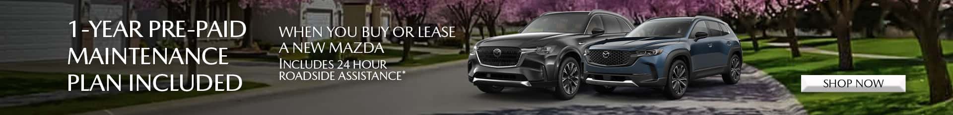 1 year pre-paid maintenance plan included at Mazda of Claremont