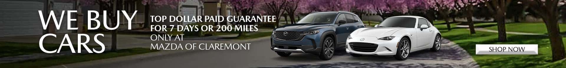 Mazda of Claremont offers a Top Dollar Paid Guarantee when you sell us your vehicl
