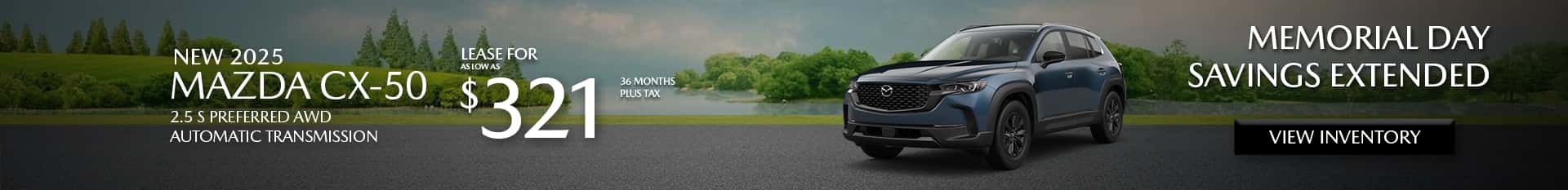 Special Lease Offer on 2025 Mazda CX-50 at Mazda of Claremont