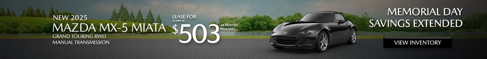 Special Lease Offer on 2025 Mazda MX-5 Miata at Mazda of Claremont