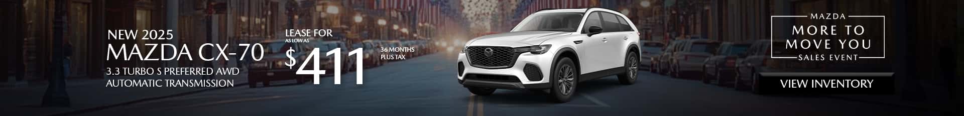 Special lease offer on CX-70 at Mazda of Claremont