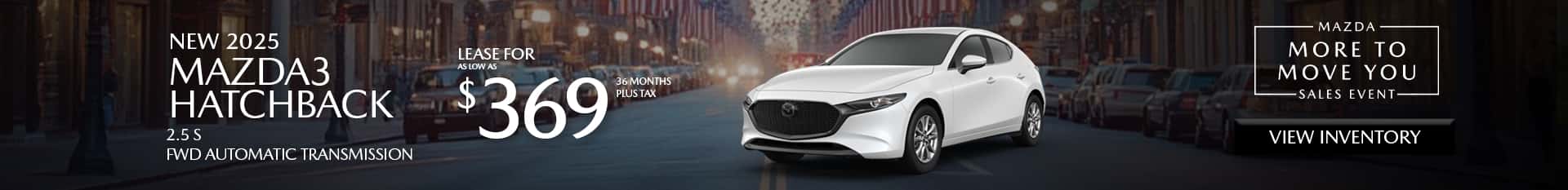 Special Lease Offer on 2025 Mazda3 Hatchback at Mazda of Claremont