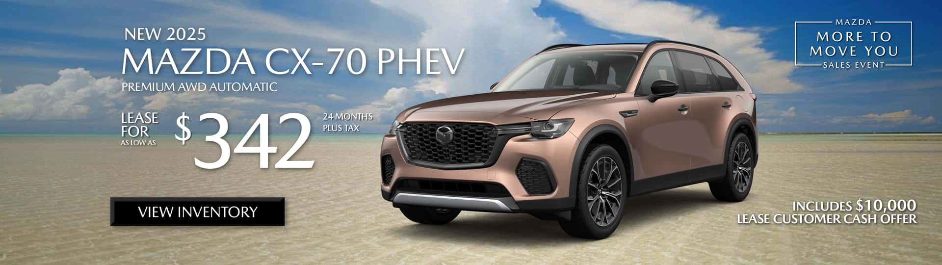 Special lease offer on CX-70 PHEV at Mazda of Claremont