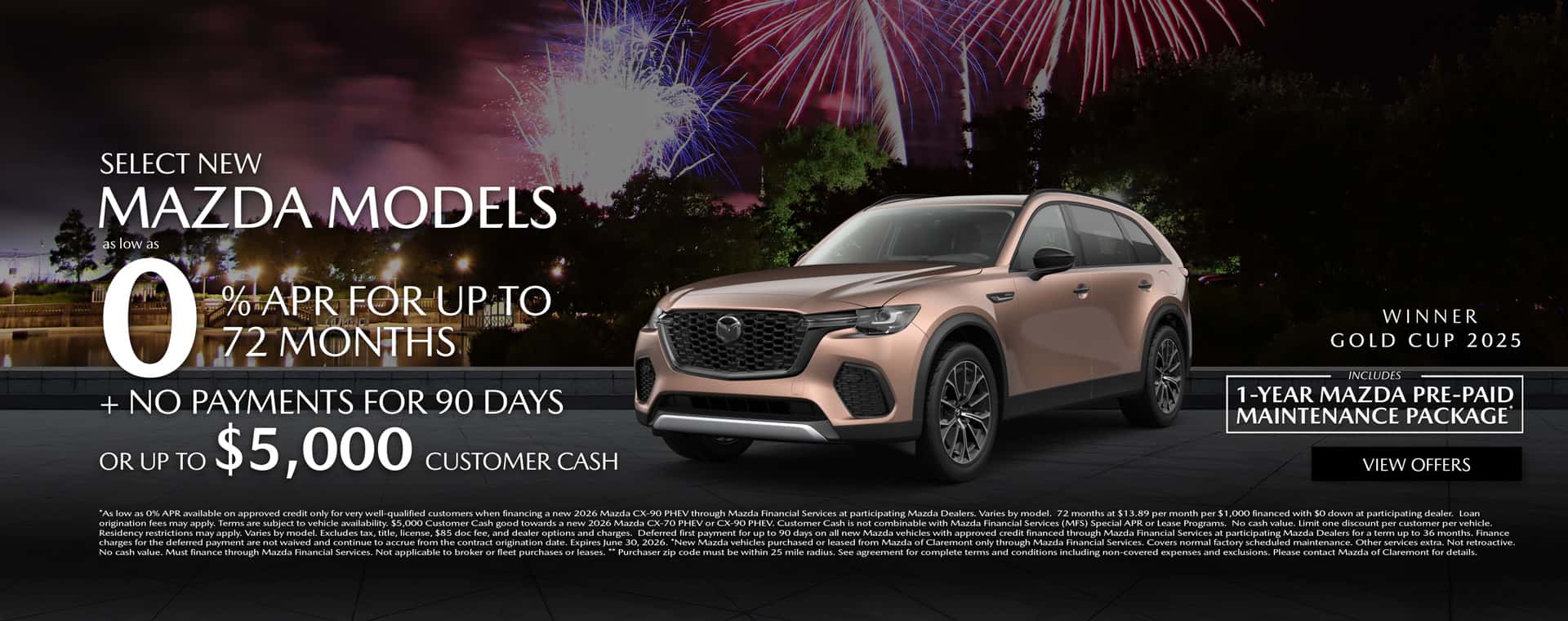 Image of Special APR and bonus cash at Mazda of Claremont