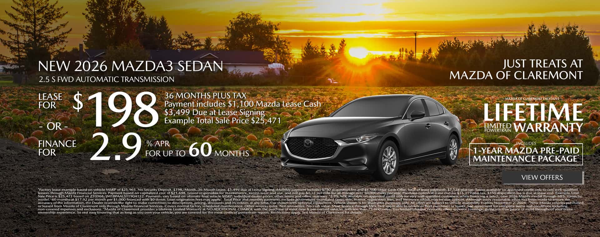 Image of Special Lease Offer on 2026 Mazda3 at Mazda of Claremont