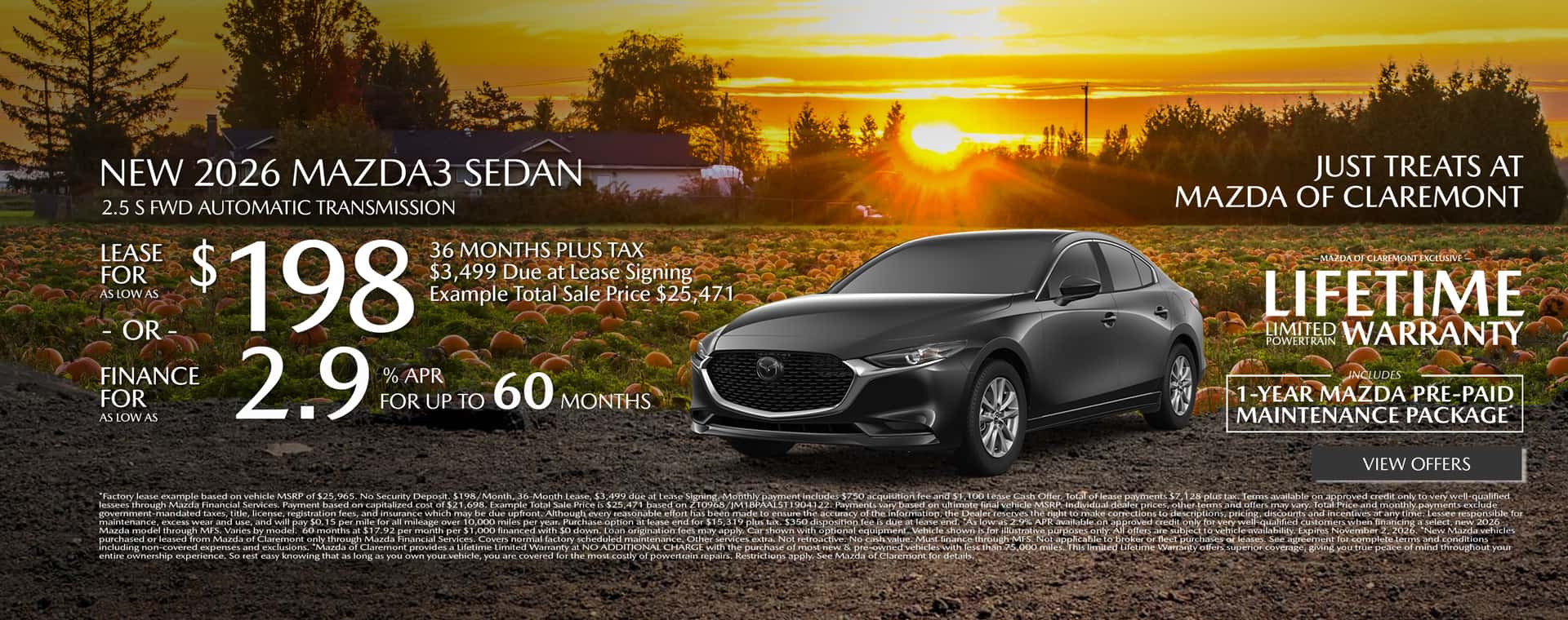 Image of Special Lease Offer on 2026 Mazda3 at Mazda of Claremont