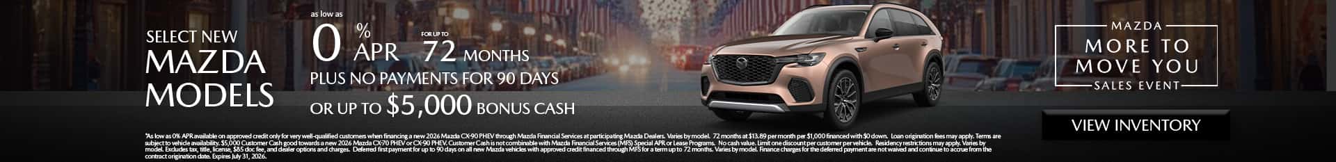 Image of Special APR and bonus cash at Mazda of Claremont