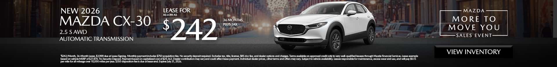 Image of Special Lease Offer on Mazda CX-30 at Mazda of Claremont