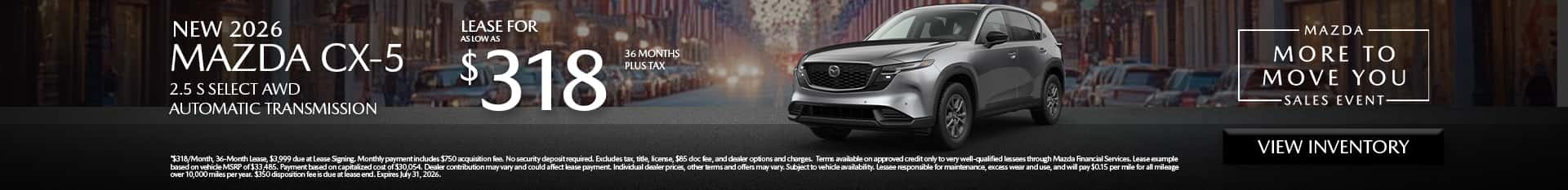 Image of Special Lease Offer on 2025 Mazda CX-5 at Mazda of Claremont