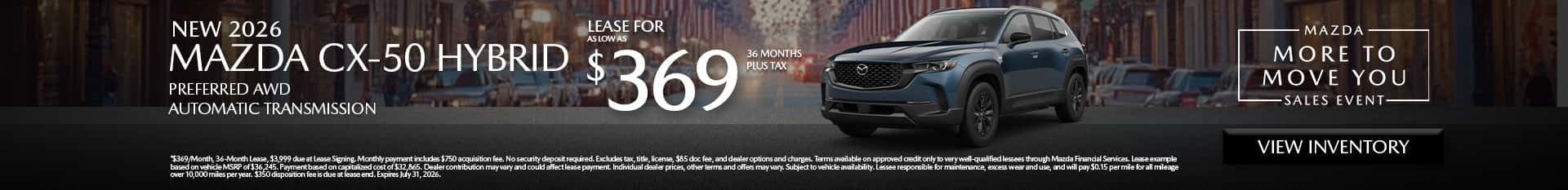Image of Special lease offer on CX-50 Hybrid at Mazda of Claremont